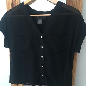 Kardashian Kollection Black Cap Sleeve Top